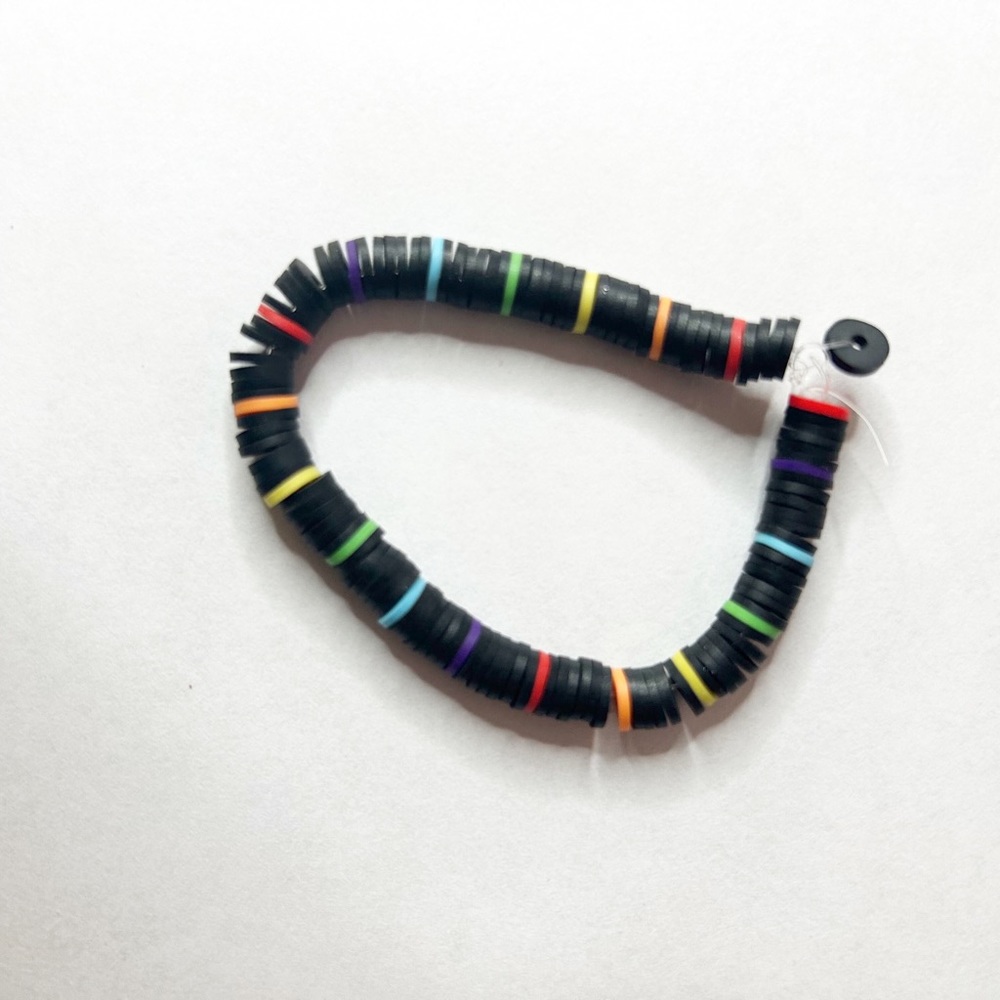 Rainbow Black Flat Clay Beaded Diy Handmade Cute Stylish Braclet